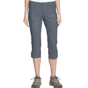 NWT Eddie Bauer Womens Ranier Capri Pant Gorpcore Nylon Stretch Gray XL/16